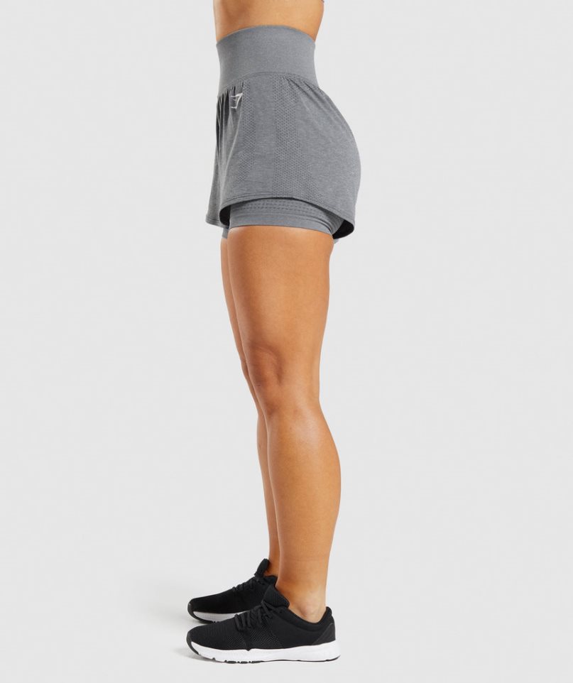 Women's Gymshark Vital Seamless 2.0 2-in-1 Shorts Grey | NZ 2YFGZE